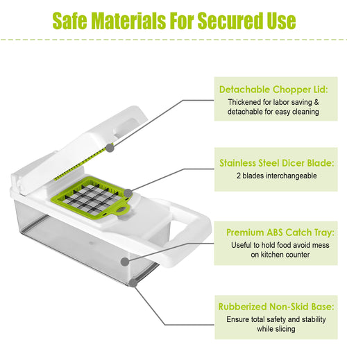 12-in-1 Vegetable Chopper with Container - Multi-Blade Slicer, Dicer & Grater